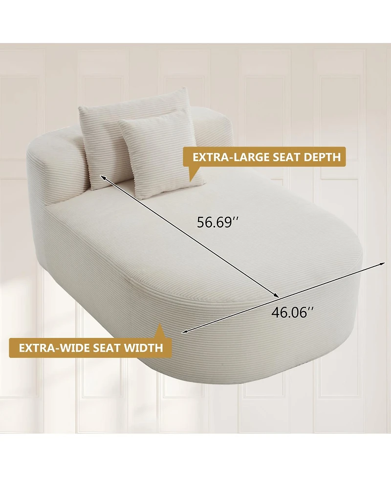 Streamdale Furniture Corduroy Oversized Sleeper Sofa with Wide Seat and Two Pillows, No Assembly Required