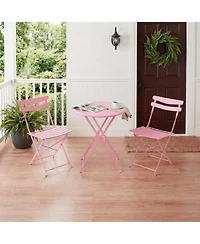 GarveeLife 3-Piece Folding Patio Bistro Set, Metal Outdoor Table and 2 Chairs, Space-Saving Compact Design for Balcony, Garden, Yard