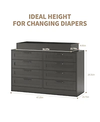 gaomon Baby Changing Dresser with 8 Drawers, Wooden Nursery Table Open Shelf