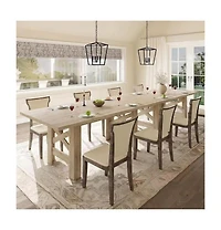 homfan 71 In Farmhouse Dining Table for 6-8, Rectangular Kitchen Table with X and H Base, Thick Mdf Top, Dining Room or Office Table