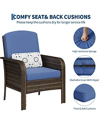 homfan 2 Pieces Patio Furniture Set, Outdoor Wicker Chairs of 2,All Weather High Back Rattan Chairs 2-Seater with Comfy Cushions for Porch Deck