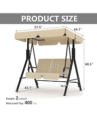 GarveeLife Outdoor Porch Swing with Adjustable Canopy