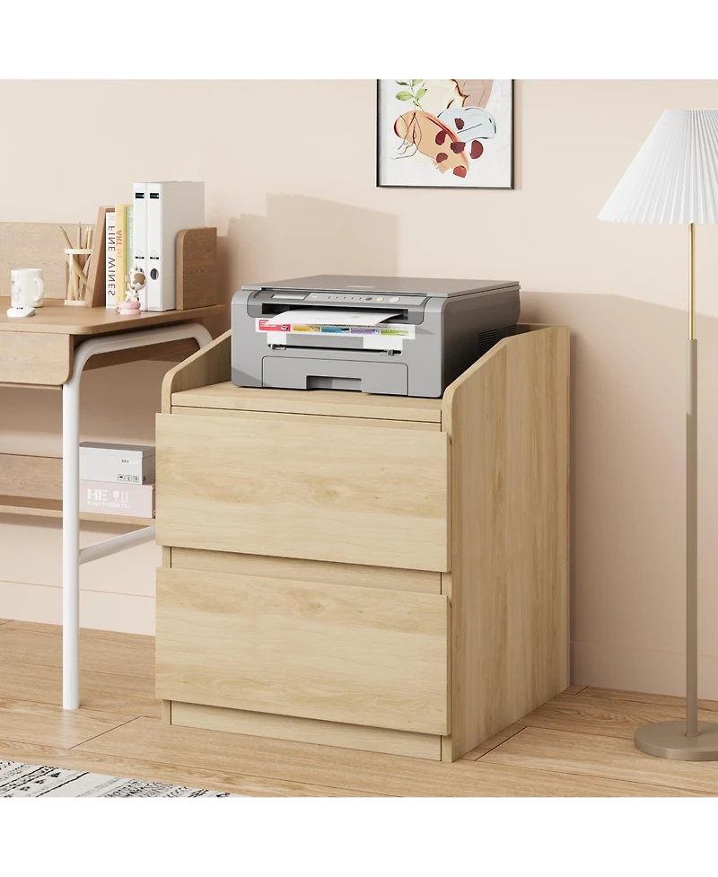 homfan Modern Curved Handleless Coffee Table, Space-Saving with 2 Storage Drawers, Easy Assembly for Bedroom and Living Room