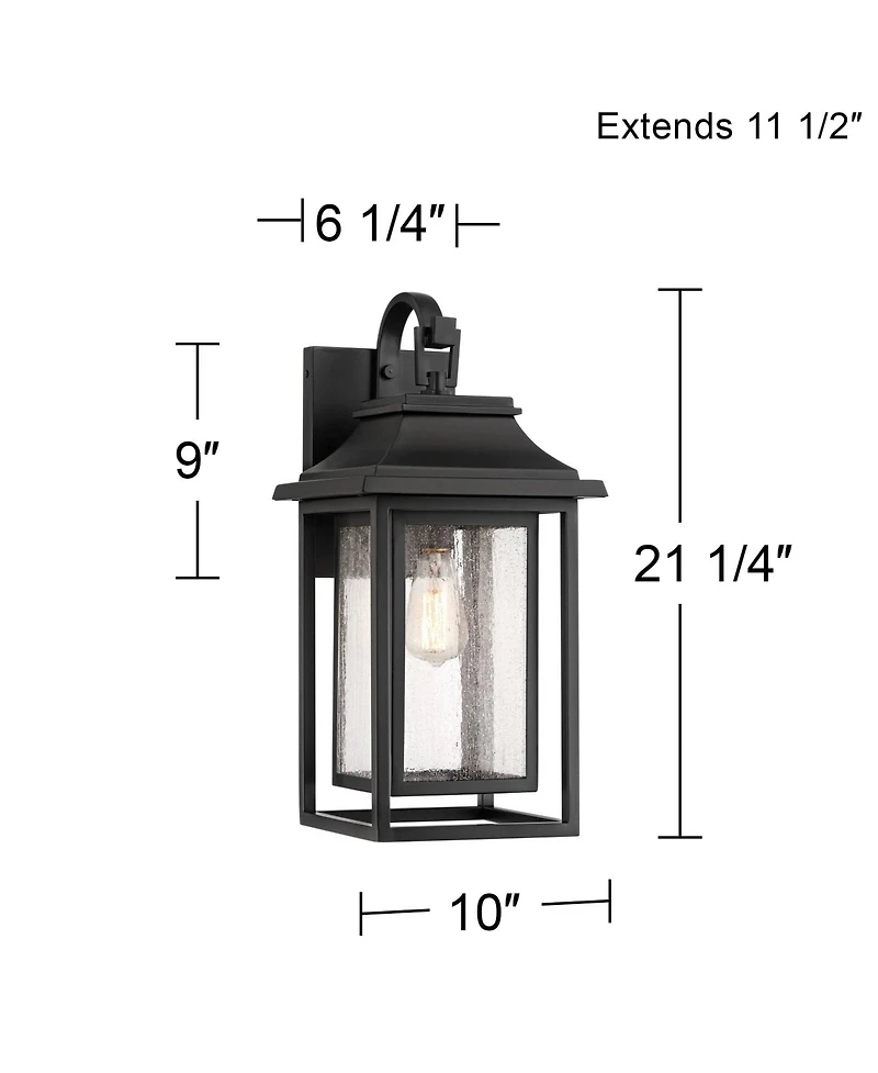 John Timberland Cecile 21.25 High Mission Outdoor Wall Light Fixture Mount Porch House Box Lantern Weatherproof Black Clear Glass Shade