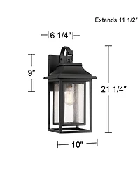 John Timberland Cecile 21.25 High Mission Outdoor Wall Light Fixture Mount Porch House Box Lantern Weatherproof Black Clear Glass Shade