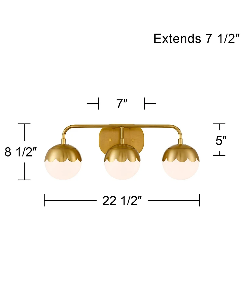 360 Lighting Camila 22 1/2" High 3 Light Bathroom Vanity Wall Lamp Light Fixture Mount Over The Sink Mirror Antique Brass