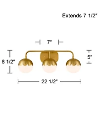 360 Lighting Camila 22 1/2" High 3 Light Bathroom Vanity Wall Lamp Light Fixture Mount Over The Sink Mirror Antique Brass