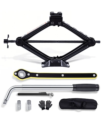 Sugift Car Jack 2 Ton (4409 lbs) Tire Changing Kit with Lug Wrench - Emergency Kit for Car, Suv, Mpv