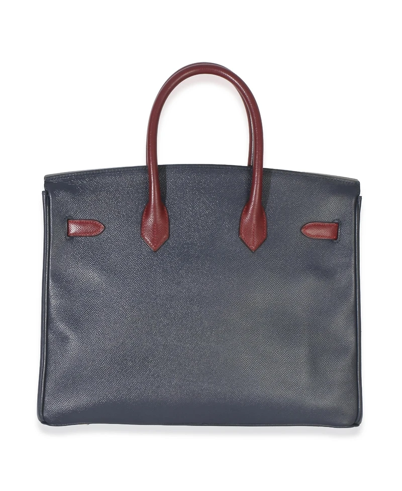 Pre-Owned HERMES Vintage Rouge H Bleu Marine Courchevel Birkin 35 Ghw