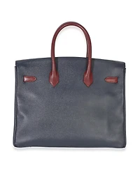 Pre-Owned HERMES Vintage Rouge H Bleu Marine Courchevel Birkin 35 Ghw