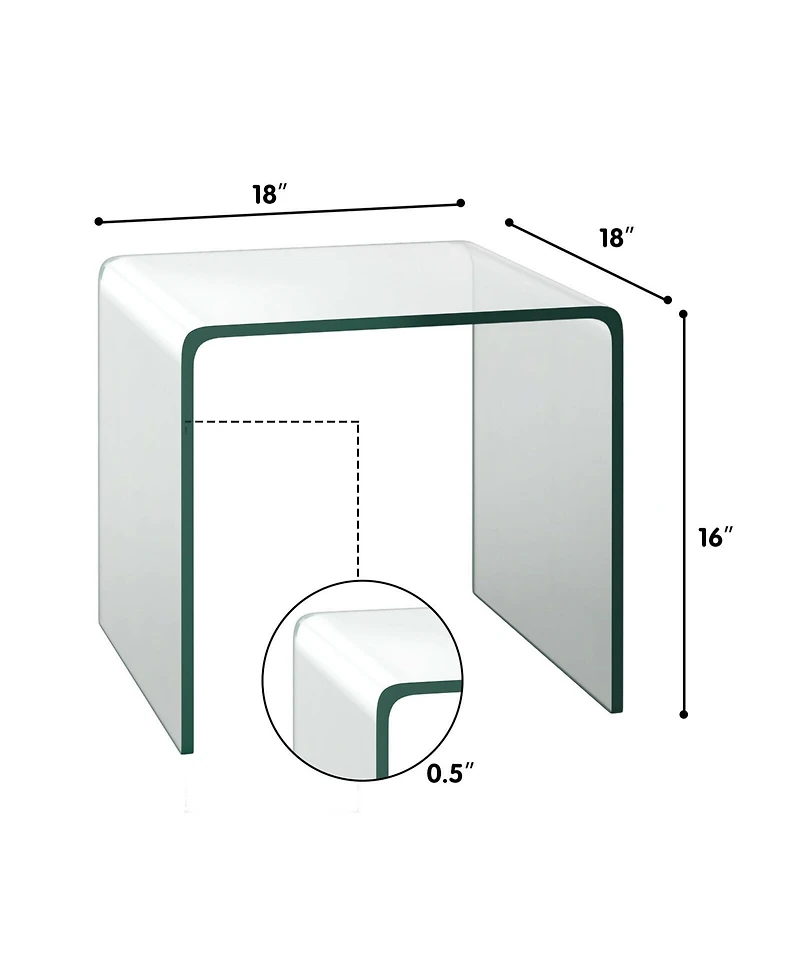 Gymax Tempered Glass End Table Transparent Sofa Side Accent Table Living Room