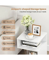 Gymax 2 pieces S-Shaped Side Table for Small Space Morden End Table with S-Shaped Frame