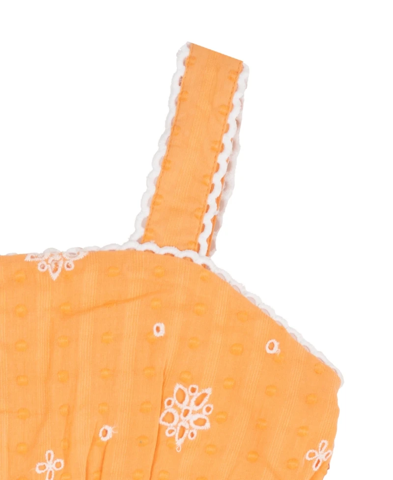 Rare Editions Little Girls' 2T-6X Orange Flower Eyelet Matching Tank and Skort, 2-Piece Set