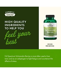 Swanson Full Spectrum Schizandra Berries Herbal Supplement for Stress Support and Liver Health Supports Mind and Body 90 Capsules, 525 Milligram Each