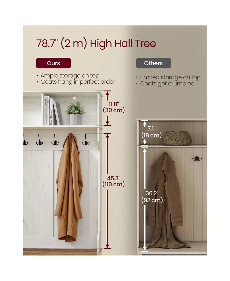 Slickblue Entryway Hall Tree with Bench and Shoe Storage Organizer Unit