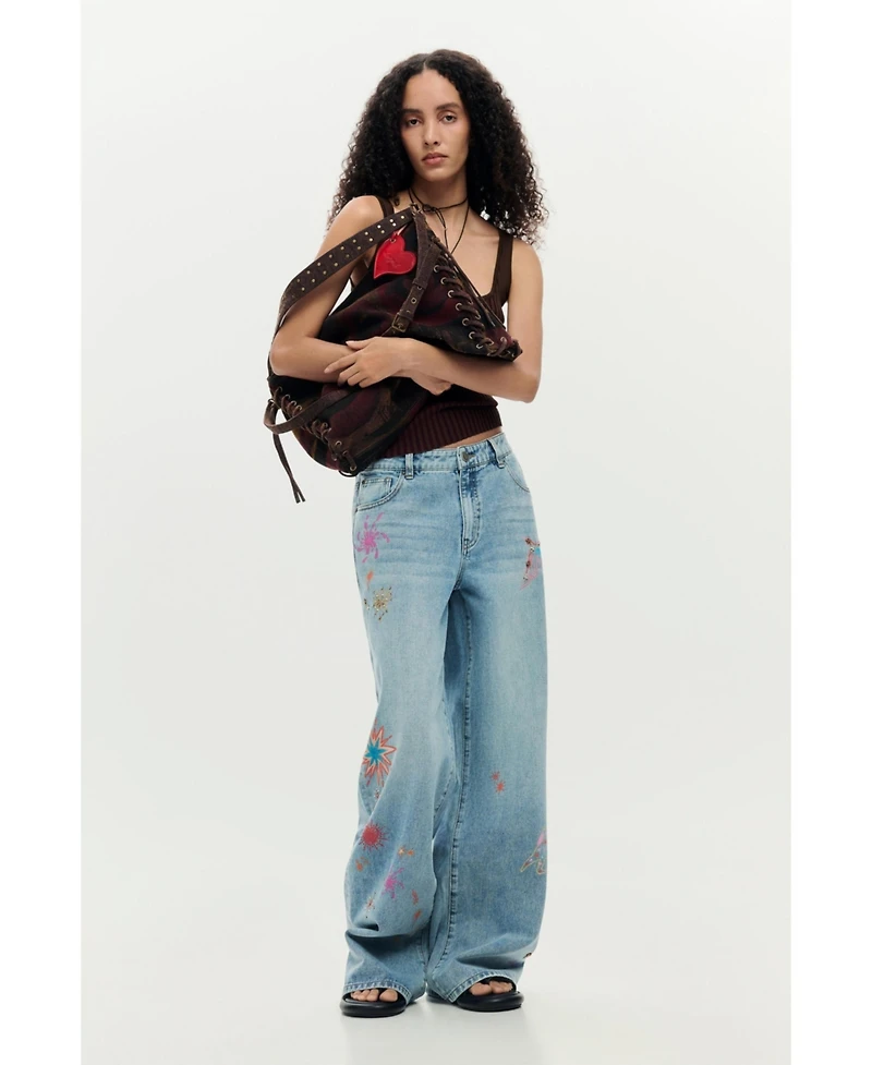 Desigual Women's Printed Denim Trousers