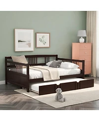 Sailvan Full Daybed Wood Bed with Twin Trundle