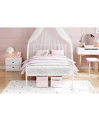 homfan Metal Bed Frame with Headboard and Footboard, Platform Underbed Storage, Steel Slat Support, No Box Spring Needed
