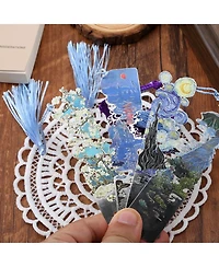 Gnuadz Metal Bookmarks Retro Oil Painting Tassel