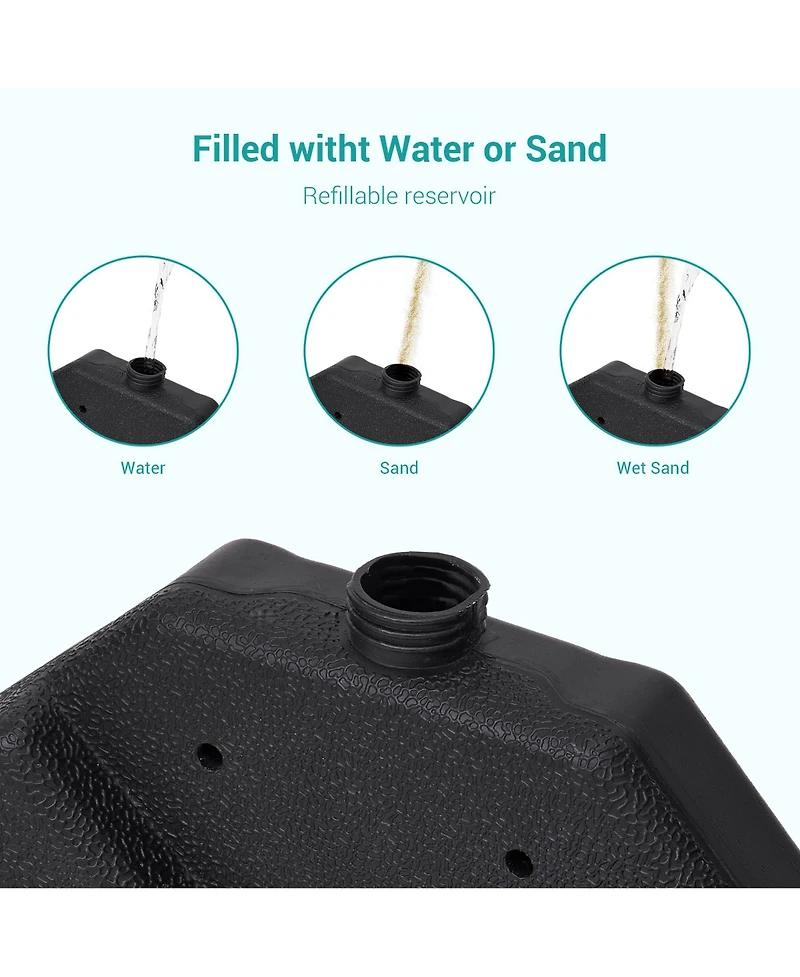 Bonosuki 4 Piece Patio Cantilever Umbrella Weighted Base, Square Offset Umbrella Stand Filled With Water or Sand