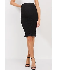 Hello Miz Maternity Smocked High-Rise Ruffle Skirt