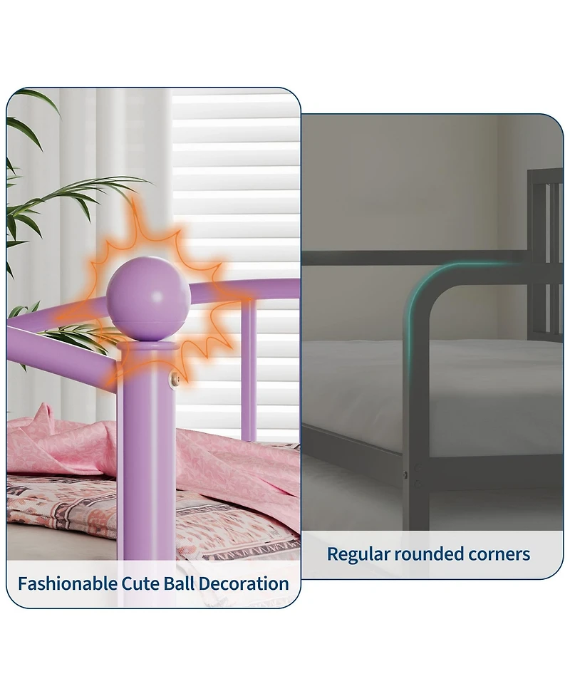 homfan Twin Metal Daybed Frame with Steel Slat Support and Underbed Storage Space, Modern Sofa Bed for Bedroom or Guest Room