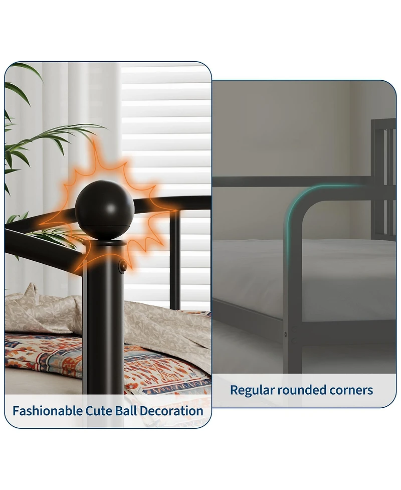 homfan Twin Metal Daybed Frame with Steel Slat Support and Underbed Storage Space, Modern Sofa Bed for Bedroom or Guest Room