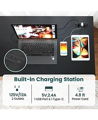 Slickblue 55 x 24 Inch Desk with Power Outlets and Usb Charging Ports