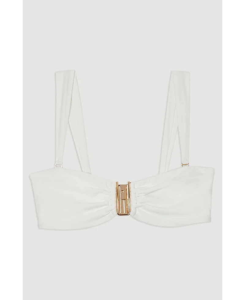 Karen Millen Women's Detachable Strap Gold Trim Bikini Top