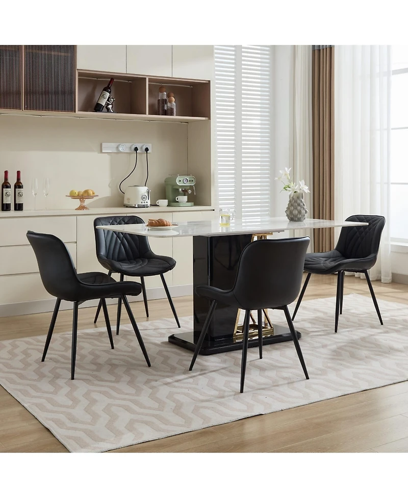 Clihome Dining Chairs Set of 2 Mid Century Modern Kitchen Chair Comfortable Upholstered Faux Leather Dinner Chairs for Kitchen Dining Room