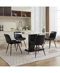 Clihome Dining Chairs Set of 2 Mid Century Modern Kitchen Chair Comfortable Upholstered Faux Leather Dinner Chairs for Kitchen Dining Room