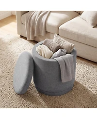 Costway Round Storage Ottoman Footrest with Removable Lid 400 Lbs Weight Capacity for Home