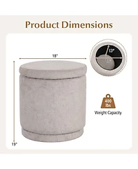 Costway Round Storage Ottoman Footrest with Removable Lid 400 Lbs Weight Capacity for Home