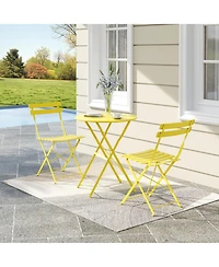 homfan 3-Piece Folding Bistro Set with 1 Table and 2 Chairs, Metal Patio Set for Balcony, Porch, Lawn, Indoor Outdoor Use