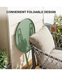 homfan 3-Piece Folding Bistro Set with 1 Table and 2 Chairs, Metal Patio for Balcony, Porch, Lawn, Indoor Outdoor Use