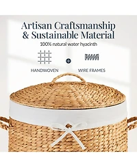 Best Choice Products Round Laundry Hamper w/ Lid, Handwoven Laundry Basket w/ Handles and Removable Liner