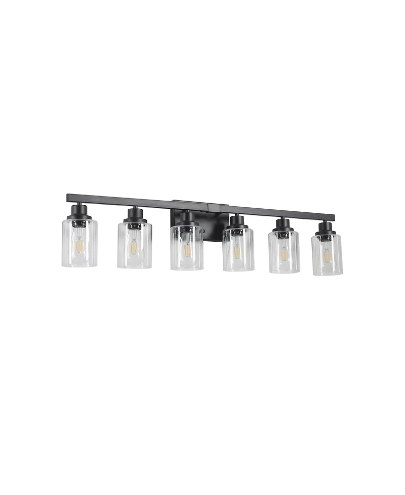 Busdays 37 Inch Modern 6 Light Bathroom Vanity Light Fixture with Clear Glass Shades for Bathroom Vanity Dressing Area No Bulbs