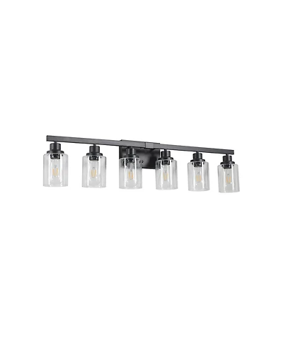 Busdays 37 Inch Modern 6 Light Bathroom Vanity Light Fixture with Clear Glass Shades for Bathroom Vanity Dressing Area No Bulbs