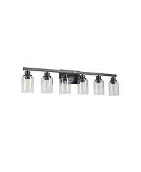 Busdays 37 Inch Modern 6 Light Bathroom Vanity Light Fixture with Clear Glass Shades for Bathroom Vanity Dressing Area No Bulbs