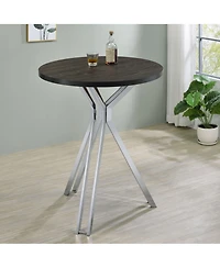 flynama Dark Oak 35" Round Pub Height Bistro Bar Table
