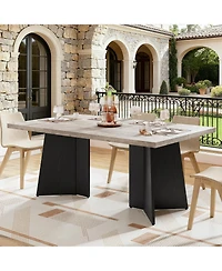 homfan 63 Farmhouse Dining Table for 4-6, Rectangular Kitchen with Thick Top and Engineered Wood Frame