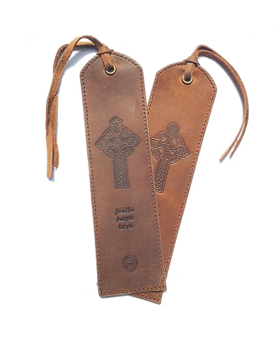 Gnuadz Leather Celtic Cross Bookmark Handmade Gift