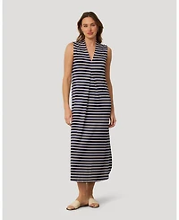 Cable & Gauge Women's Invert Pleat Stripe Maxi Dress