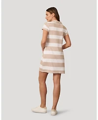 Cable & Gauge Women's Striped Polo Collar Mini Dress