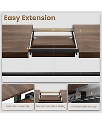 homfan Extendable Dining Table for 6-8, Industrial Rectangular Kitchen with Metal Frame, Expandable Wood-Top