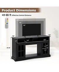Gymax Tv Stand with Led Lights and Remote Control Storage Cabinets Adjustable Shelves