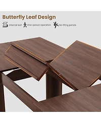 homfan Extendable Dining Table for 6-10, Farmhouse Rectangular Kitchen with Butterfly Leaf, Mdf Frame, Easy Assembly