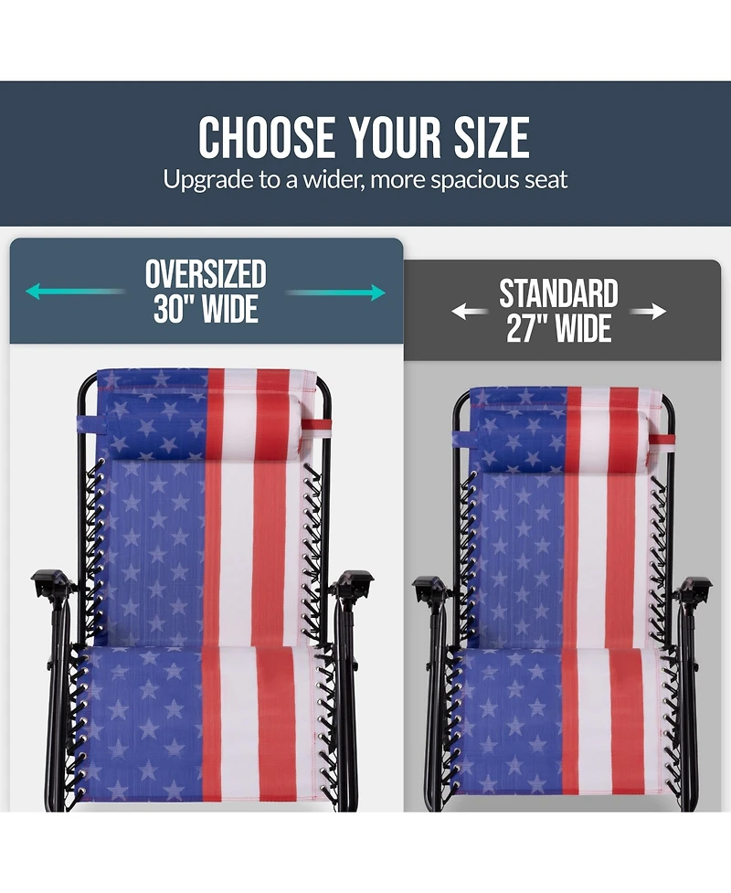 Best Choice Products Set of 2 Extra Wide Zero Gravity Lounge Chair Recliners w/ Cup Holder