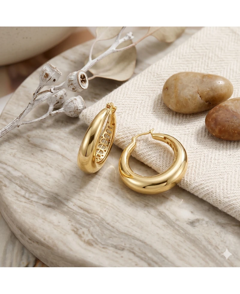 Simona Timeless Puffed Polished Hoop Earrings