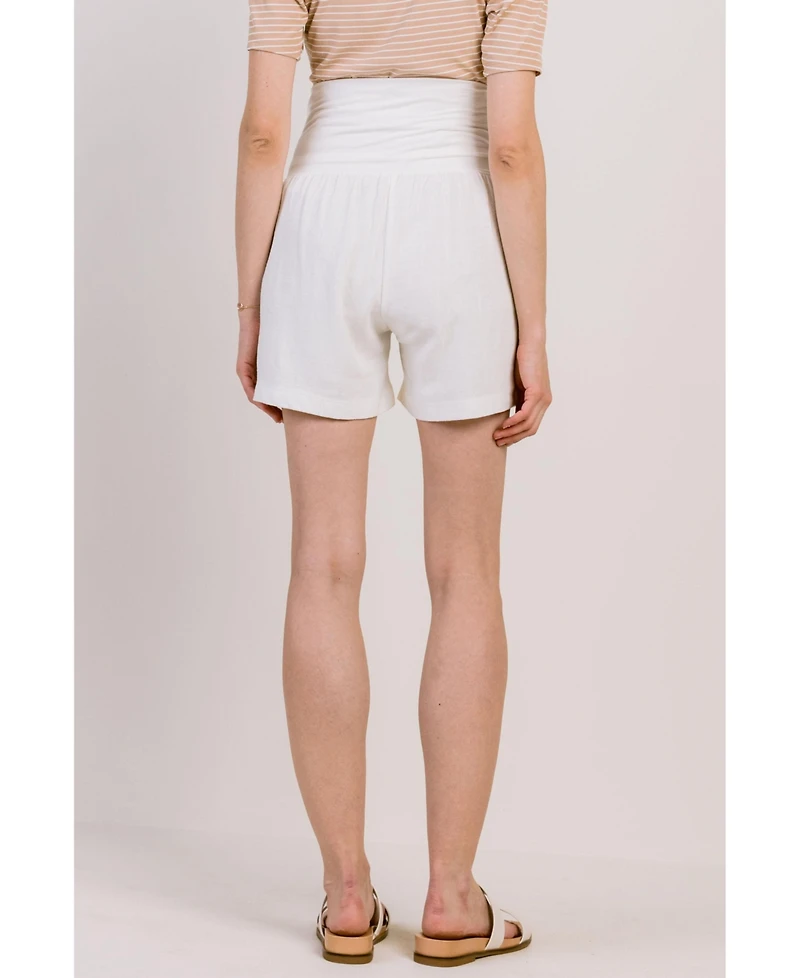 Hello Miz Maternity Relaxed Over-the-Belly Pull-On Shorts with Pockets